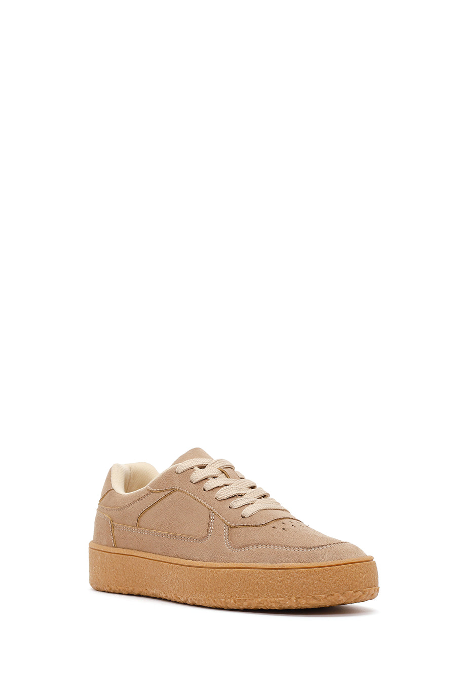 Kadın Bej Bağcıklı Süet Sneaker