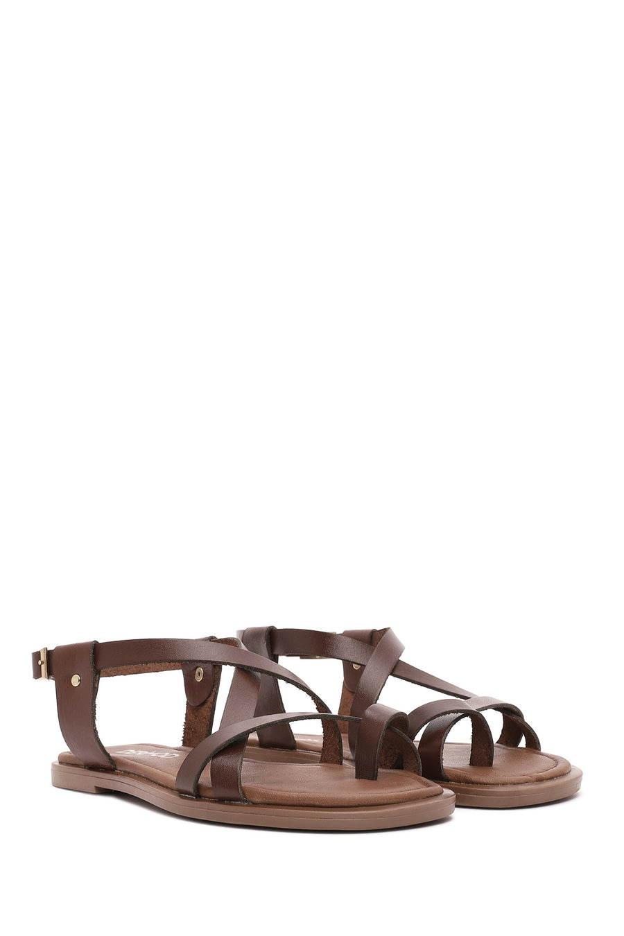 Women's Brown Buckle Leather Bodrum Sandals