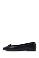 Woman Black Buckled Leather Ballet Flat | Derimod