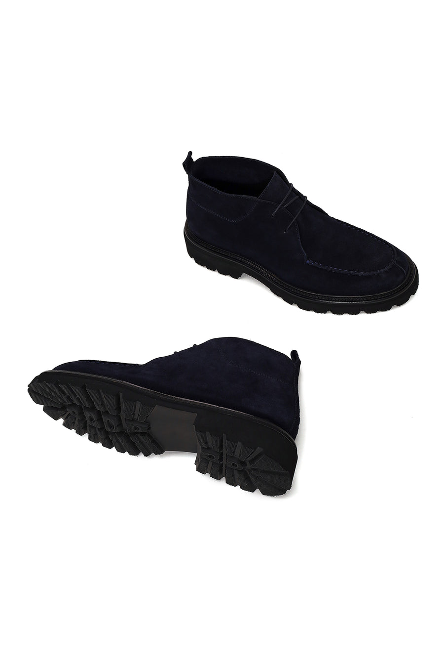 Male Navy Blue Lace-up Suede Casual Boots