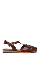 Women's Brown Buckle Leather Bodrum Sandals | Derimod