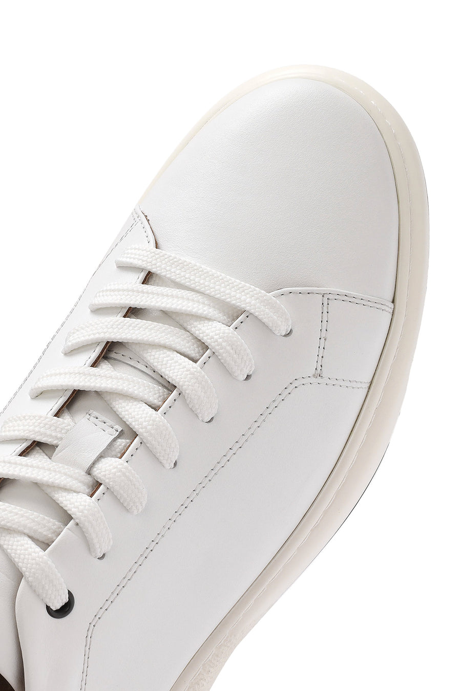 Erkek Beyaz Bağcıklı Deri Sneaker