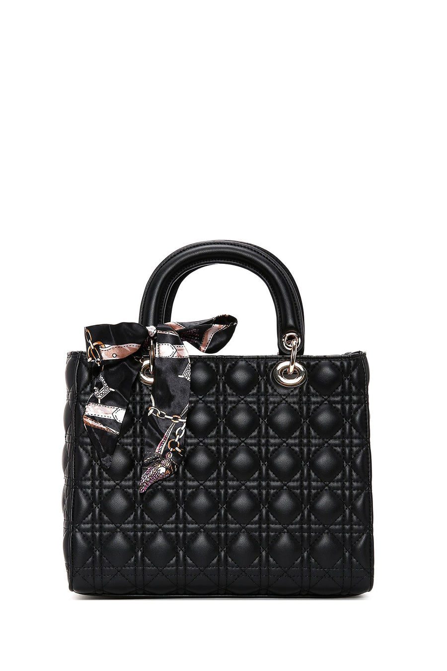 Women's Black Long Strap Quilted Handbag