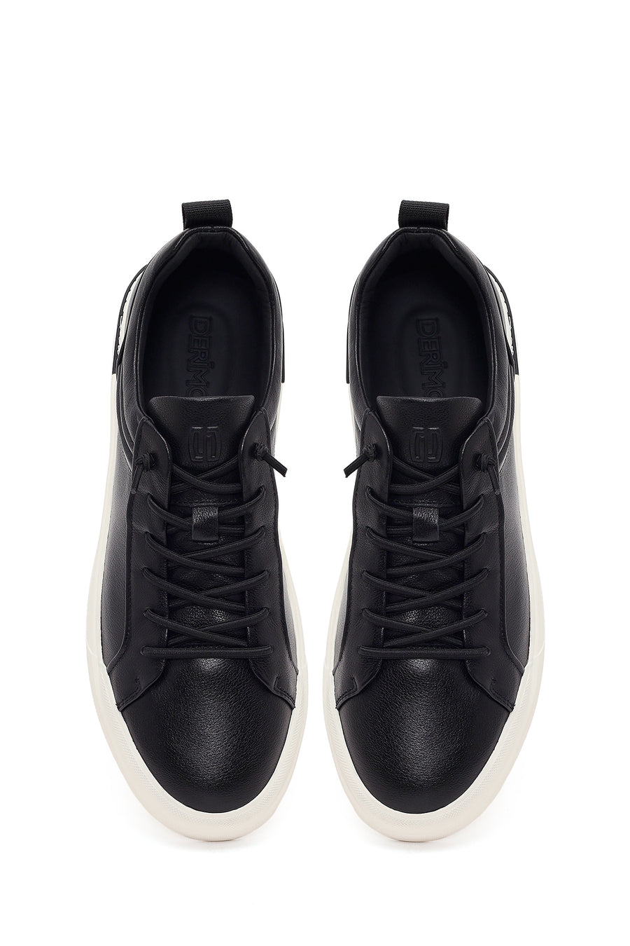 Erkek Siyah Bağcıklı Deri Sneaker