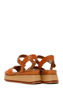 Women's Tan Ankle Strap Thick Soled Leather Sandals | Derimod