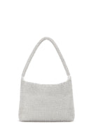 Women's Silver Long Chain Strap Stone Mini Evening Handbag | Derimod