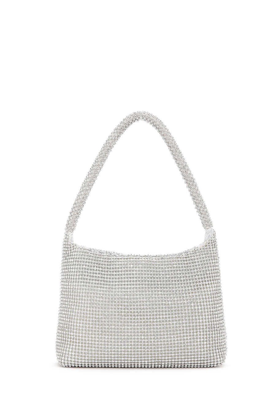 Women's Silver Long Chain Strap Stone Mini Evening Handbag
