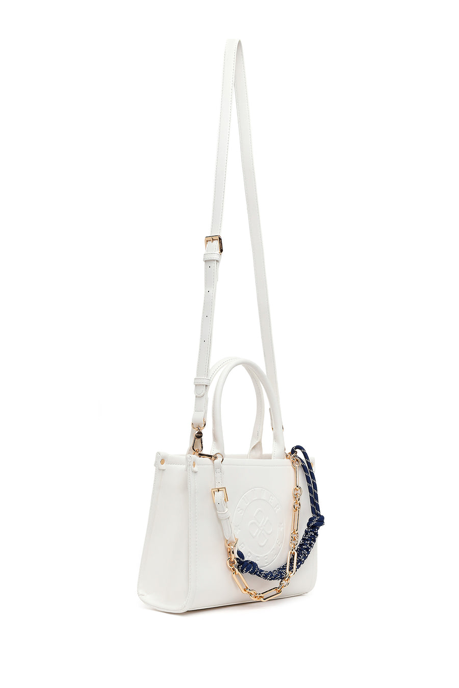 Woman White Printed Long-Strap Shoulder Bag