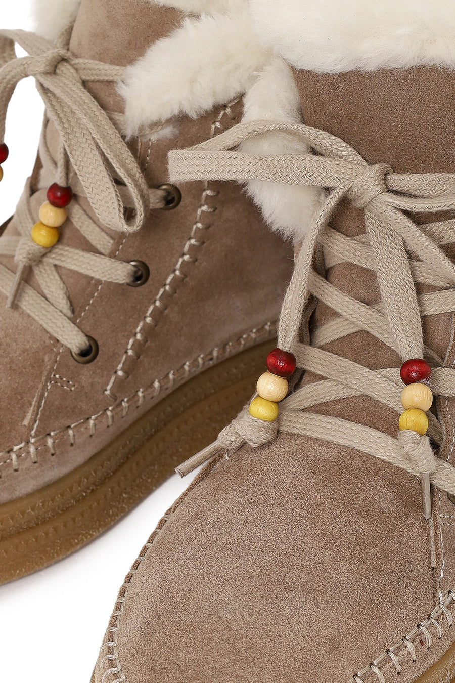Woman Mink Lace-Up Thick-Soled Suede Teddy Boots