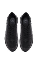 Erkek Siyah Bağcıklı Deri Sneaker | Derimod