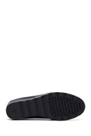Women's Black Leather Wedge Heeled Loafer | Derimod