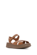 Women's Brown Thick Soled Leather Comfort Sandals | Derimod