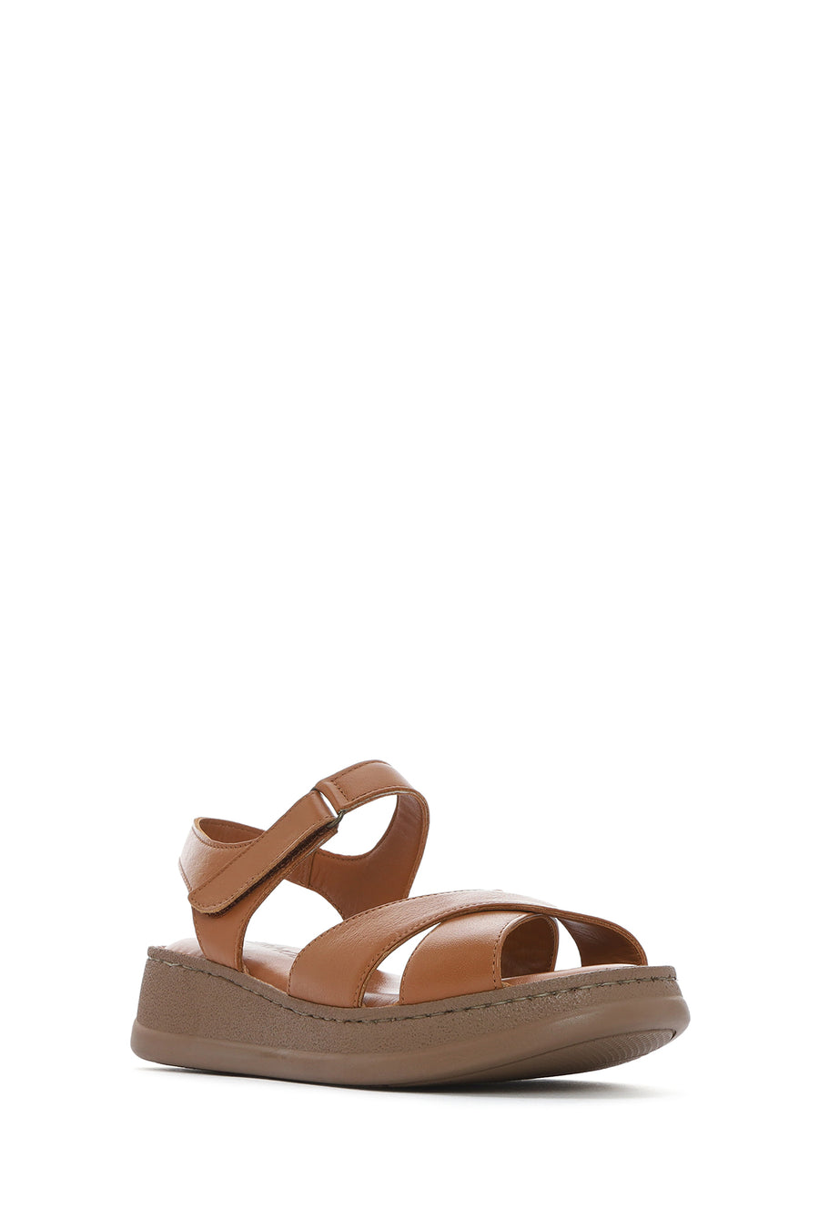 Women's Brown Thick Soled Leather Comfort Sandals