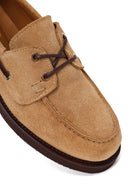 Woman Camel Lace-up Suede Casual Shoes | Derimod