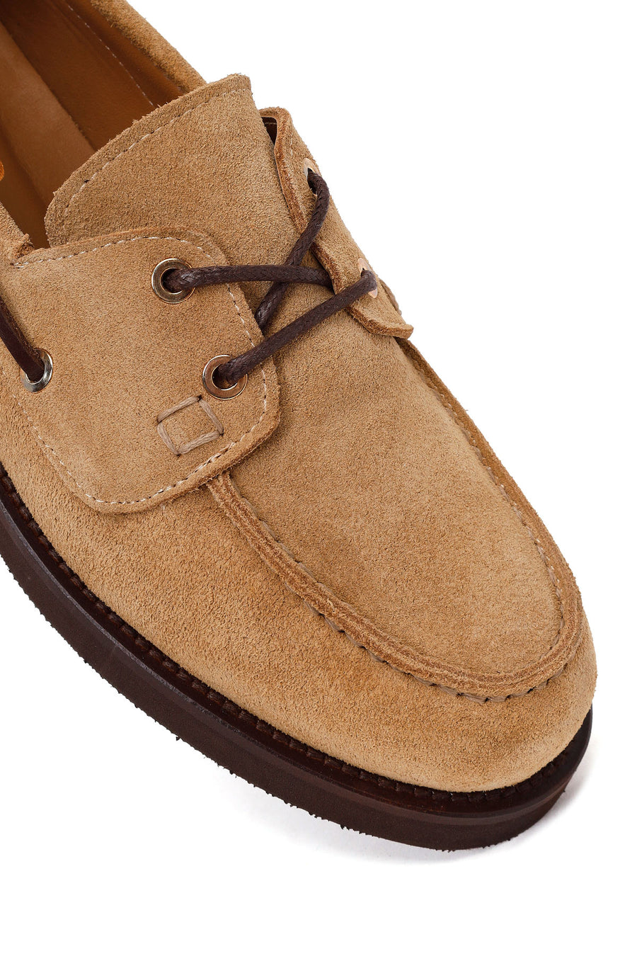 Woman Camel Lace-up Suede Casual Shoes
