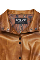 Lopez Women's Brown Mandarin Collar Leather Jacket | Derimod
