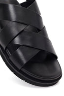 Men's Black Leather Sandals | Derimod