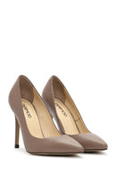 Women's Beige Thin Heeled Leather Stiletto | Derimod