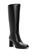 Women's Black Zippered Chunky High Heel Boots | Derimod