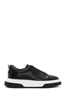 Men's Black Lace-up Thick-Sole Leather Sneaker | Derimod