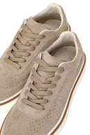 Erkek Bej Bağcıklı Süet Deri Sneaker | Derimod