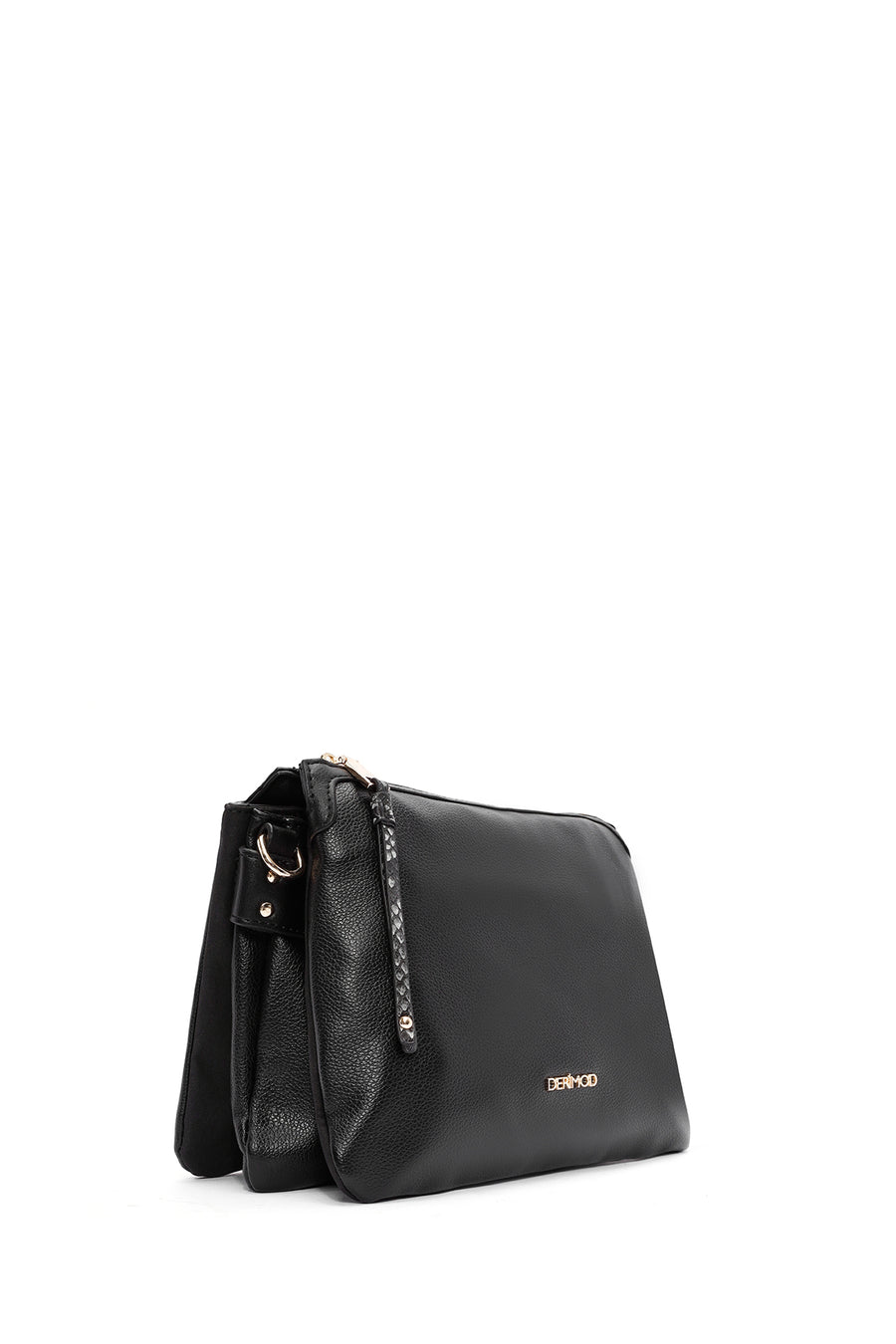 Women's Black Crossbody Bag with Accessory Detail