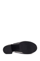 Women's Black Ankle Buckle Platform High Thick Heel Leather Sandals | Derimod