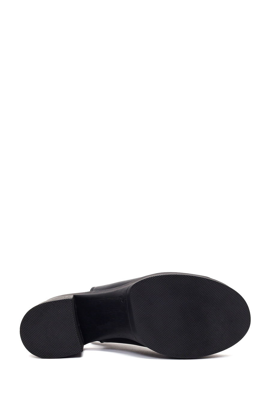 Women's Black Ankle Buckle Platform High Thick Heel Leather Sandals