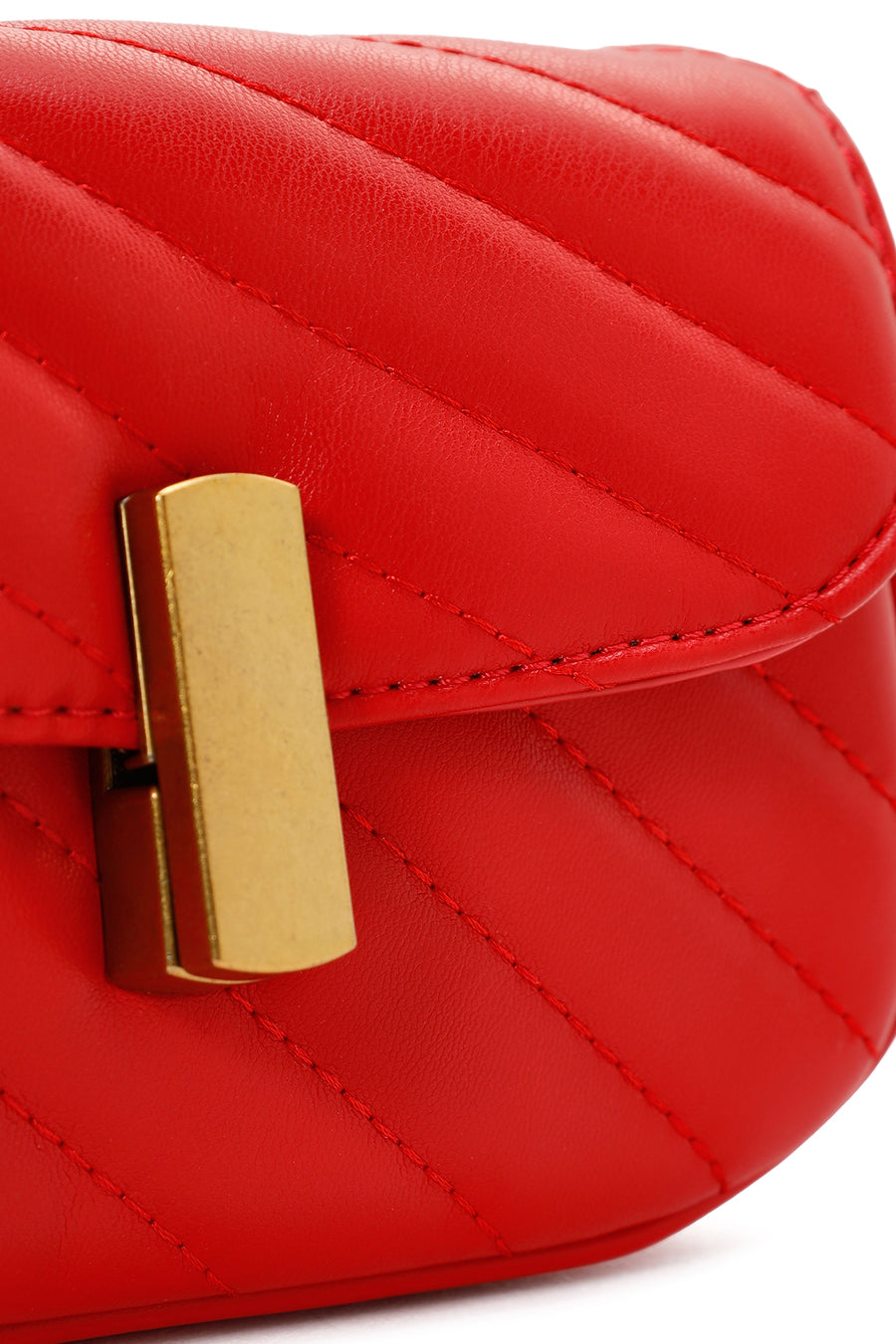 Women's Red Long Strap Quilted Crossbody Bag