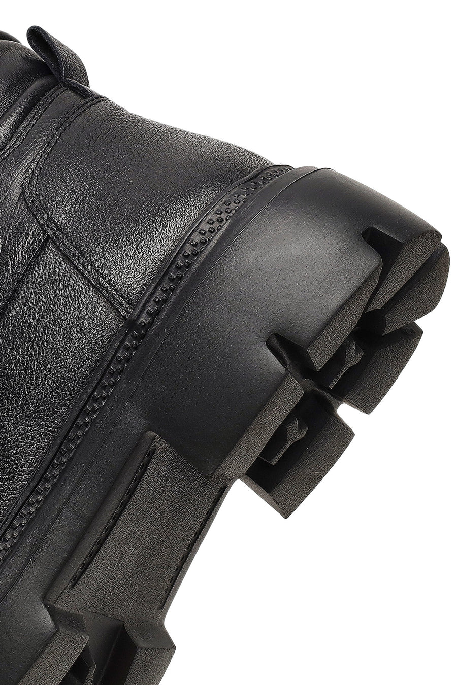 Male Black Zip Closure Leather Combat Boots