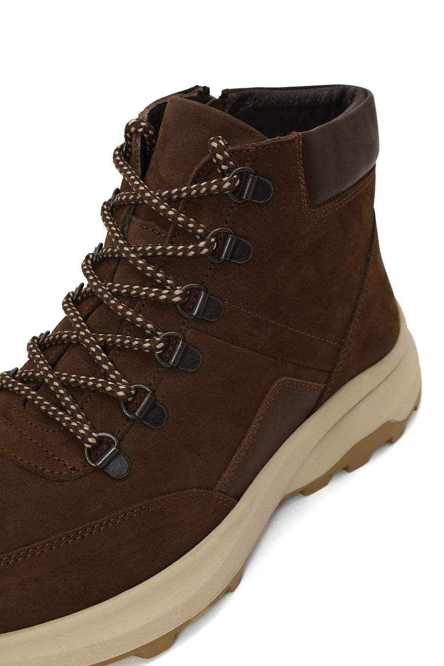 Male Brown Zip Closure Thick-Soled Nubuck Leather Boots