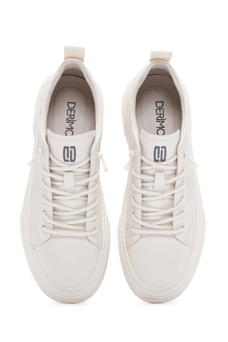 Men's White Lace-up Leather Sneaker