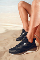 Derimod Zero Men's Black Lace-Up Thick Soled Fabric Sneaker | Derimod