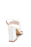 Women's Knitted Detailed Thick Heeled Sandals | Derimod