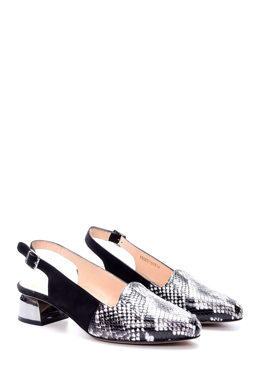 Women's Snakeskin Patterned Metal Heel Detailed Shoes