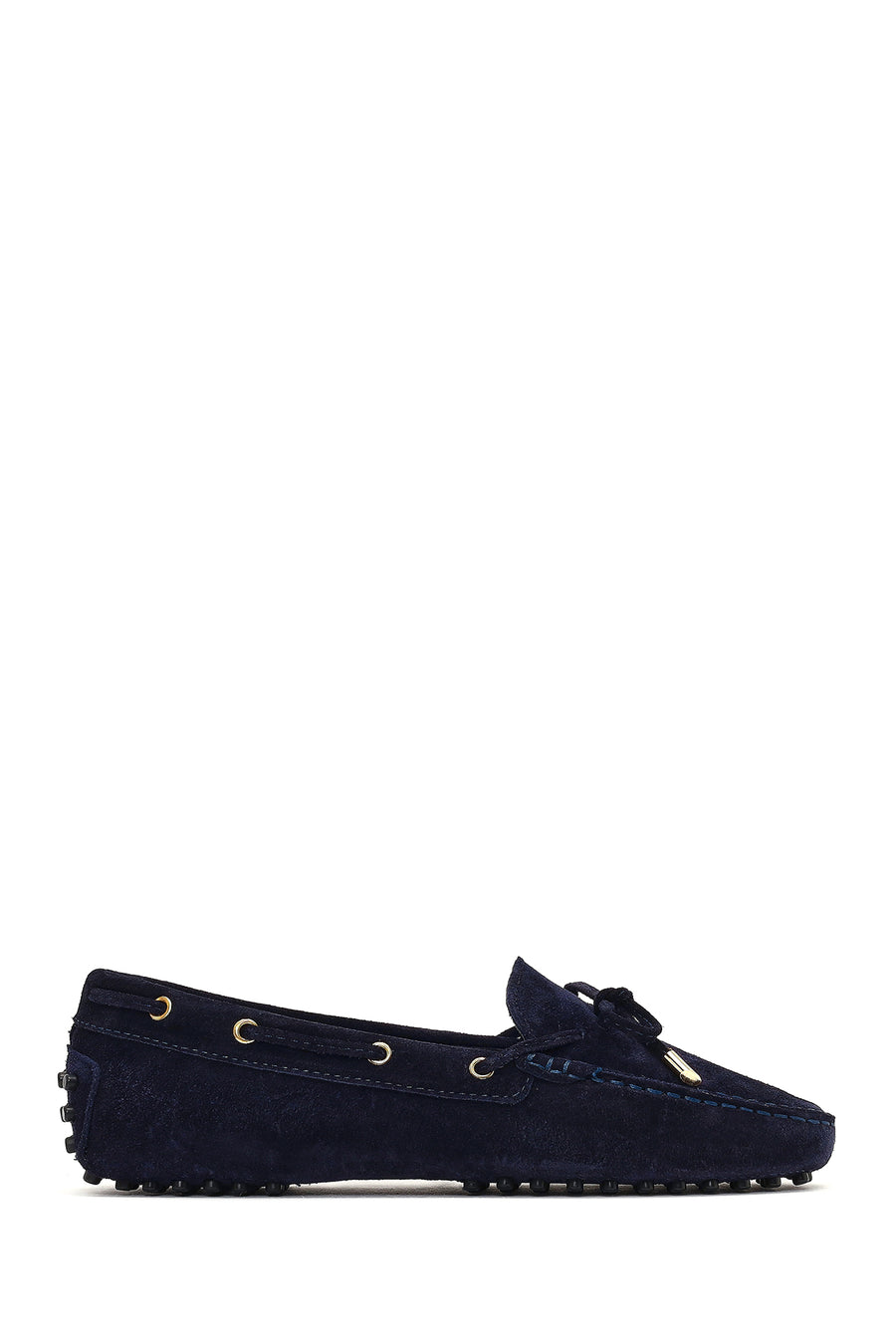 Women's Navy Blue Tassel Suede Leather Loafer 25AFD290610 | Derimod