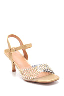Women's Gold Stone Heeled Sandals | Derimod
