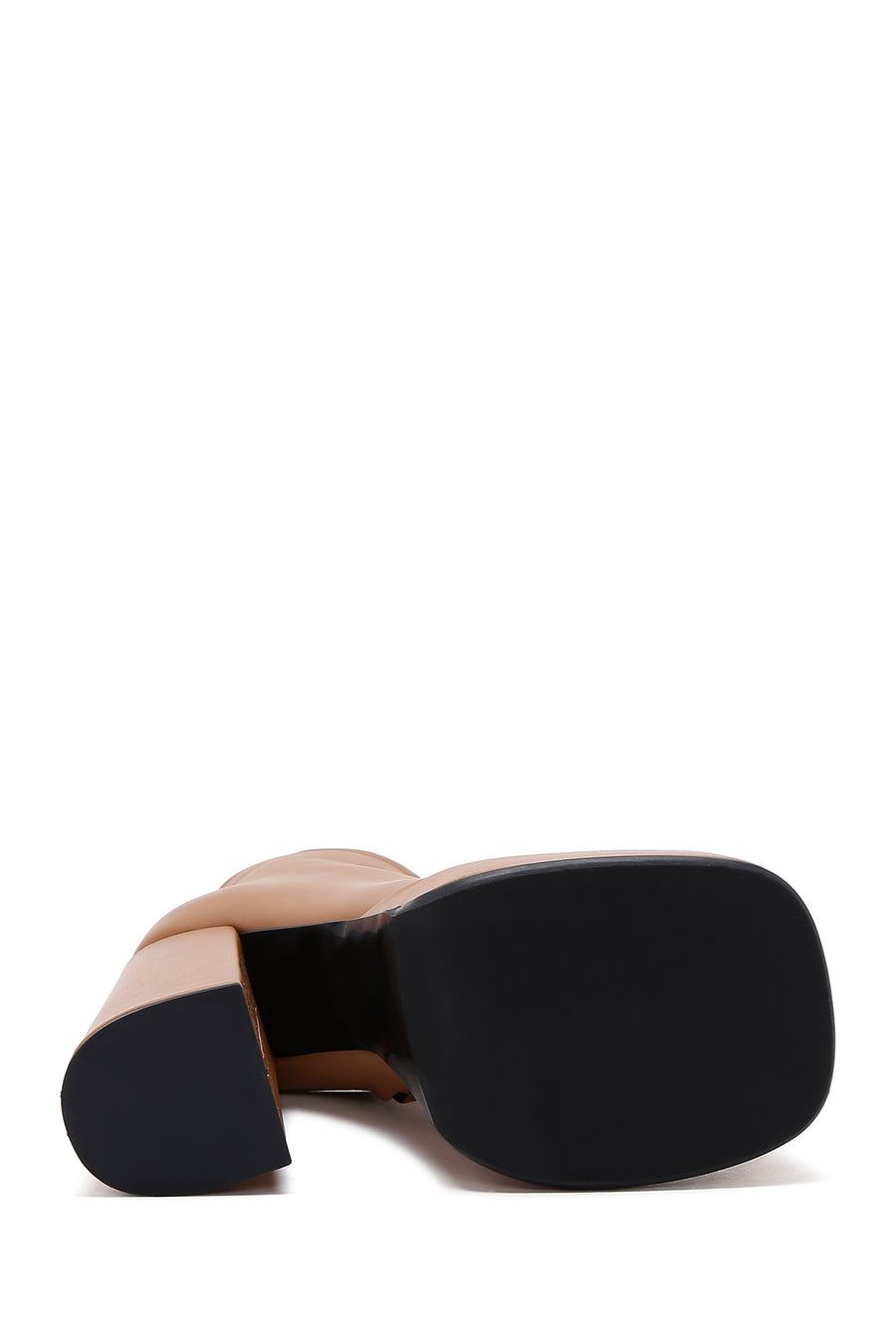 Women's Tan Leather Platform High Heel Boots