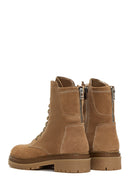 Women's Beige Suede Leather Zippered Boots | Derimod