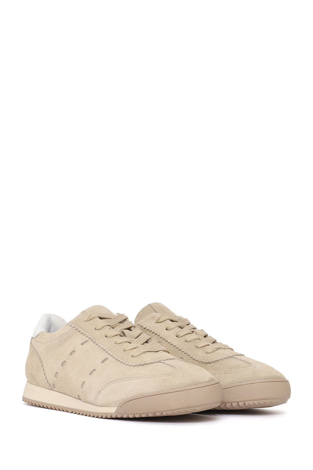 Kadın Bej Bağcıklı Süet Deri Sneaker