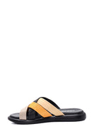 Women's Multicolored Leather Comfort Slippers | Derimod