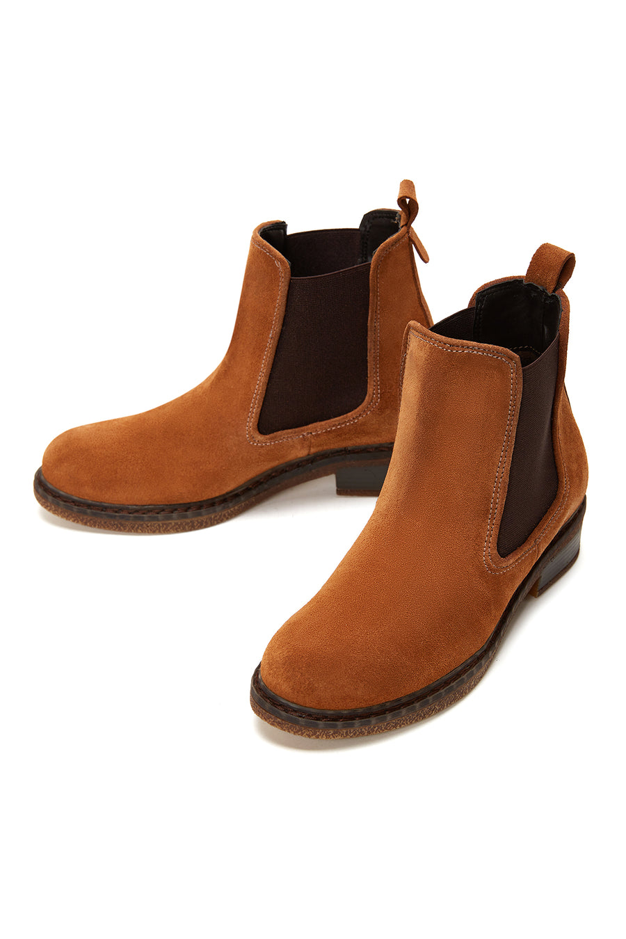 Women's Tan Suede Leather Chelsea Boots
