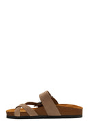 Women's Mink Nubuck Leather Buckle Slippers | Derimod