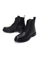 Men's Black Leather Zippered Casual Boots | Derimod