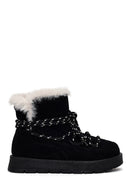 Woman Black Lace-Up Thick-Soled Suede Teddy Boots | Derimod