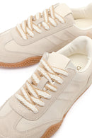 Kadın Krem Bağcıklı Deri Sneaker | Derimod