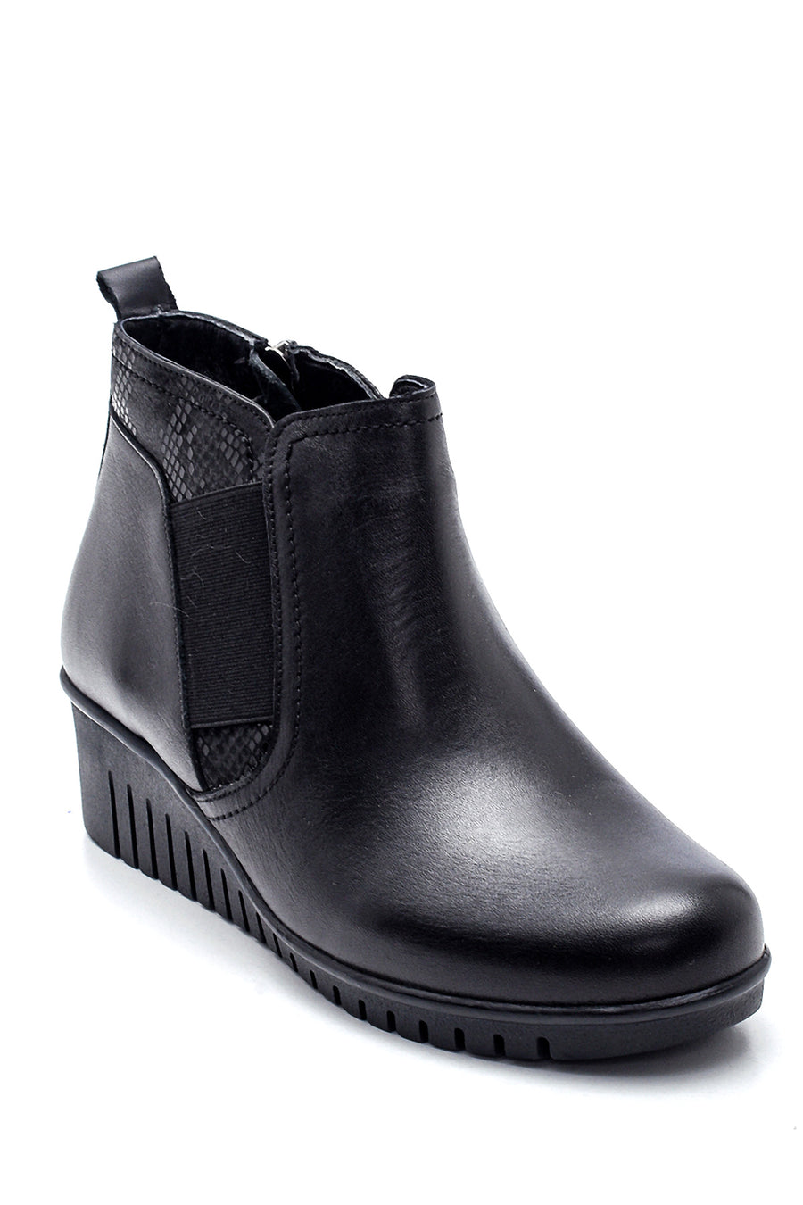 Women's Leather Wedge Heel Boots