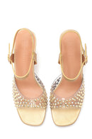 Women's Gold Stone Heeled Sandals | Derimod