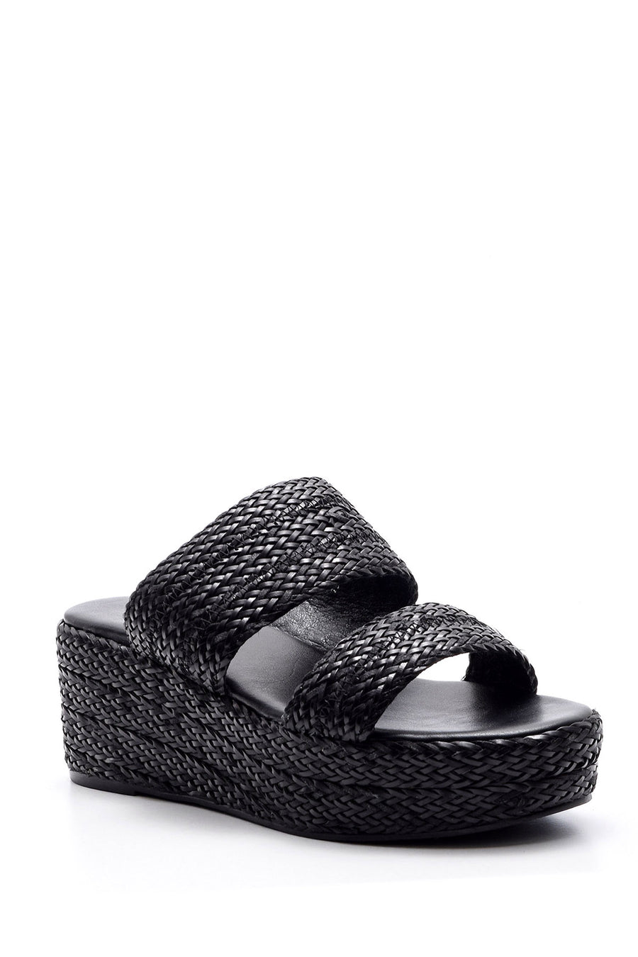 Women's Wedge Heeled Straw Slippers