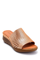 Women's Leather Glitter Detailed Slippers | Derimod